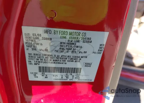 2005 Ford Escape Xlt z USA, uszkodzony, nr VIN 1FMYU03145KD84416